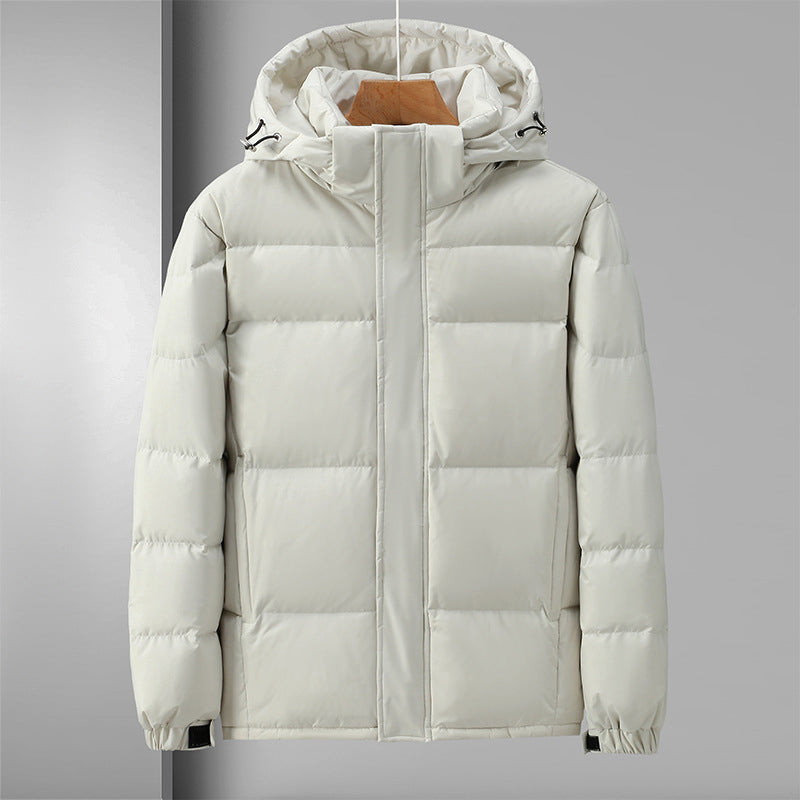 Windproof puffer jacket with hood and zip