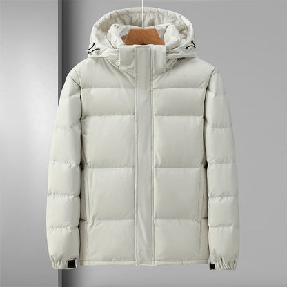 Windproof puffer jacket with hood and zip