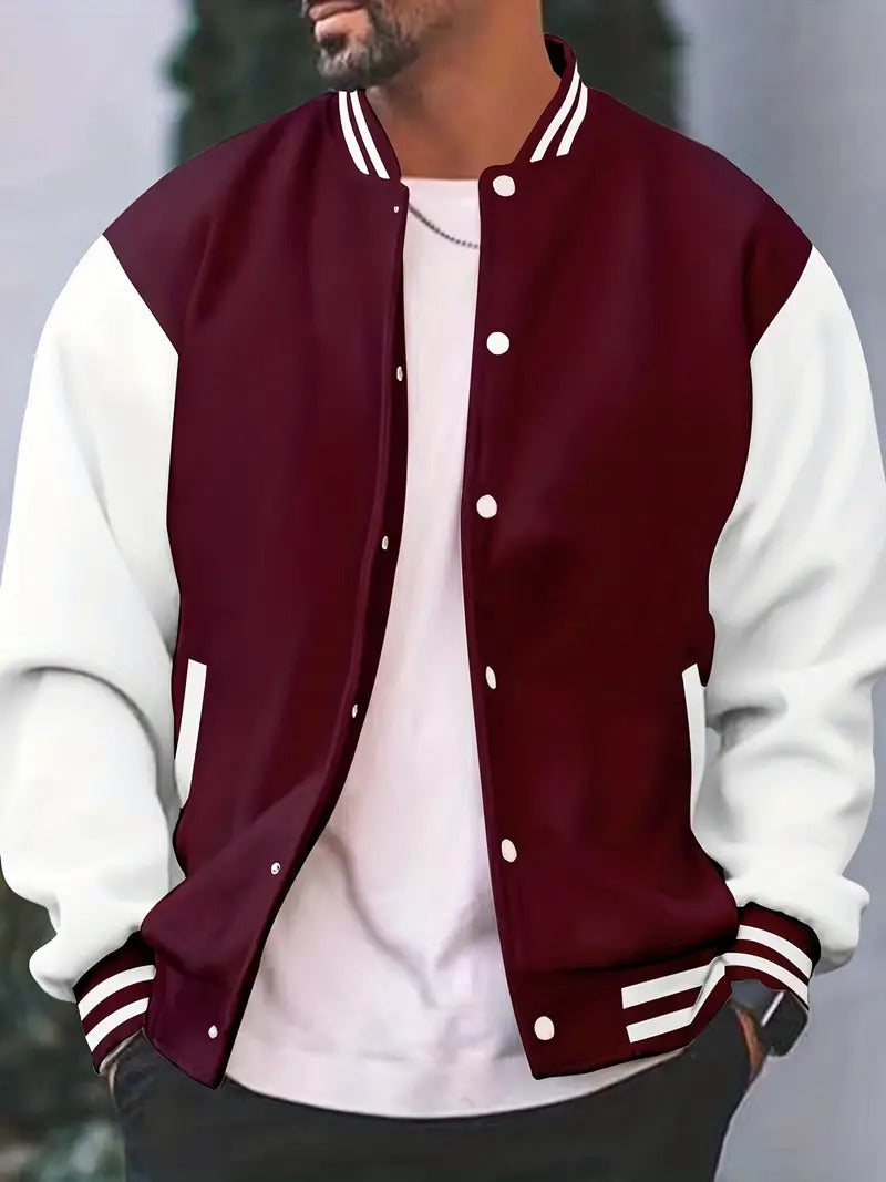 Men's Modern Classic Snap Button Bomber Jacket