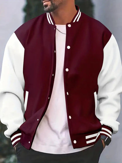 Men's Modern Classic Snap Button Bomber Jacket
