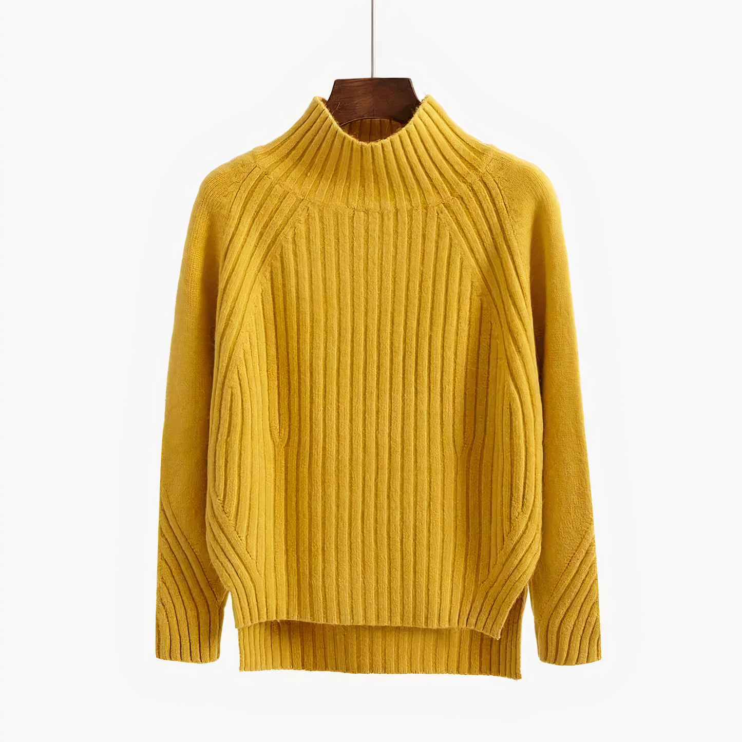 Stylish Ribbed Knit High Neck Sweater