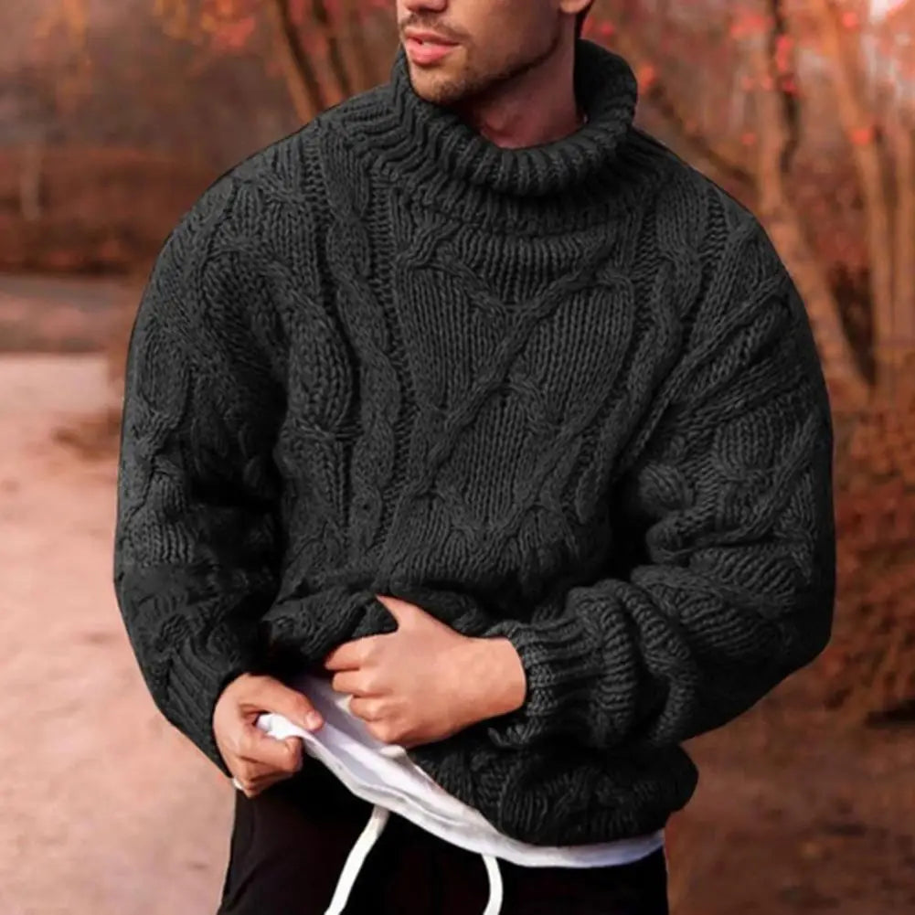 Men's Chunky Knit Wool Sweater Winter Warm