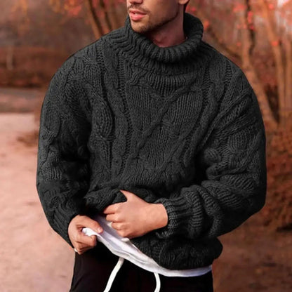 Men's Chunky Knit Wool Sweater Winter Warm