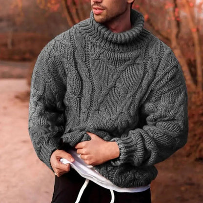 Men's Chunky Knit Wool Sweater Winter Warm