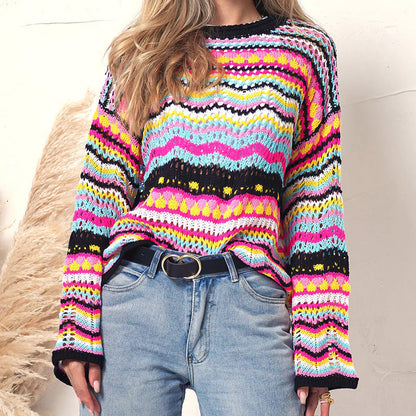 Stilvoller Strickpullover Streifenmuster Elegantes Design - IdealeKleiden