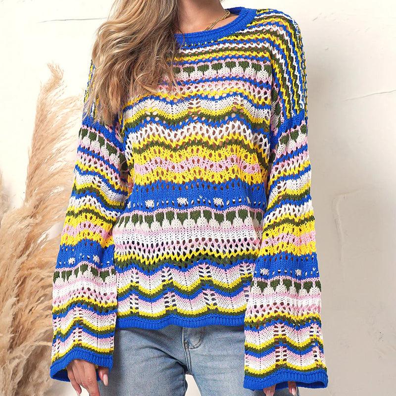 Stylish Knit Sweater Striped Pattern Elegant Design