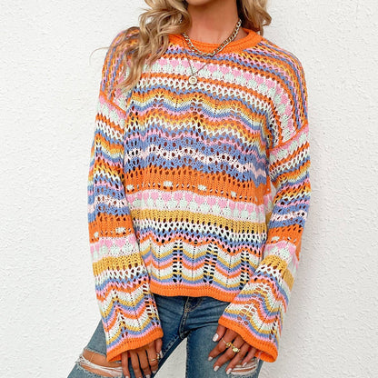 Stylish Knit Sweater Striped Pattern Elegant Design