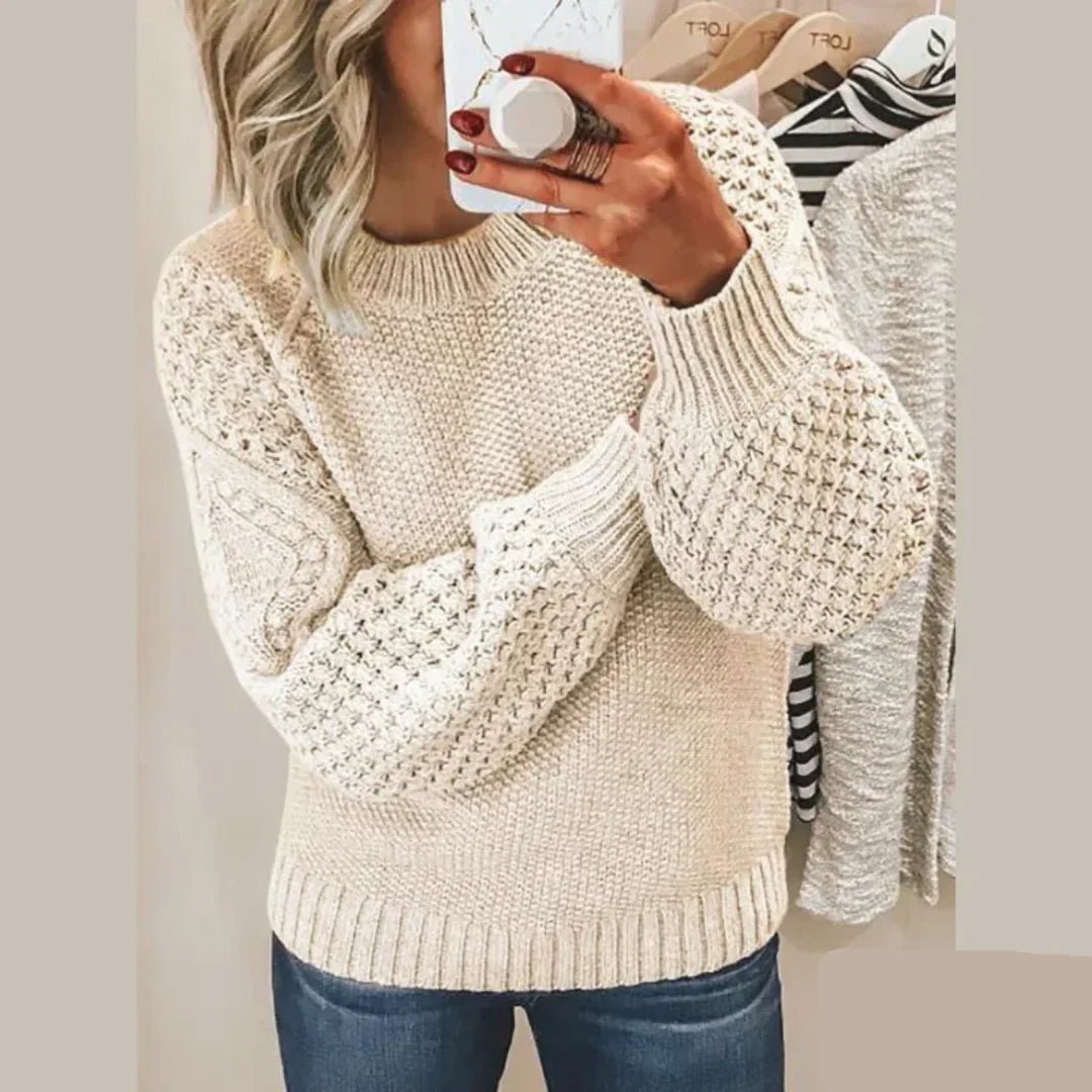 Women's Elegant Crew Neck Knit Sweater