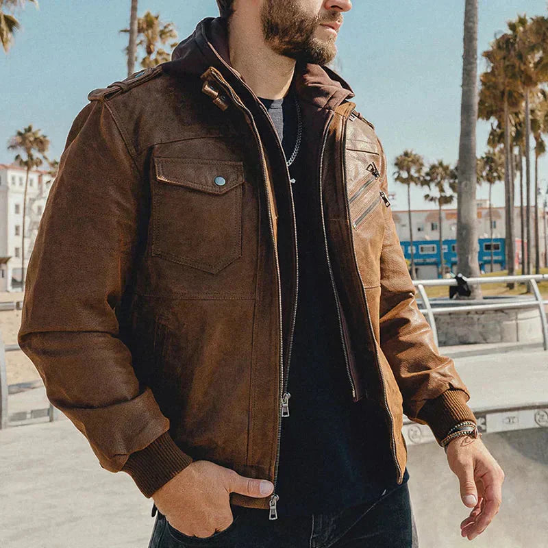 Eleganter Lederblouson Männer Style - IdealeKleiden
