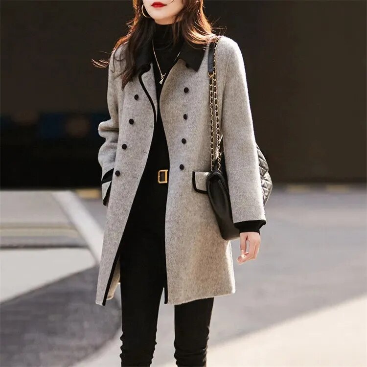 Mittelgroßer Wollmantel Damen Elegant - IdealeKleiden