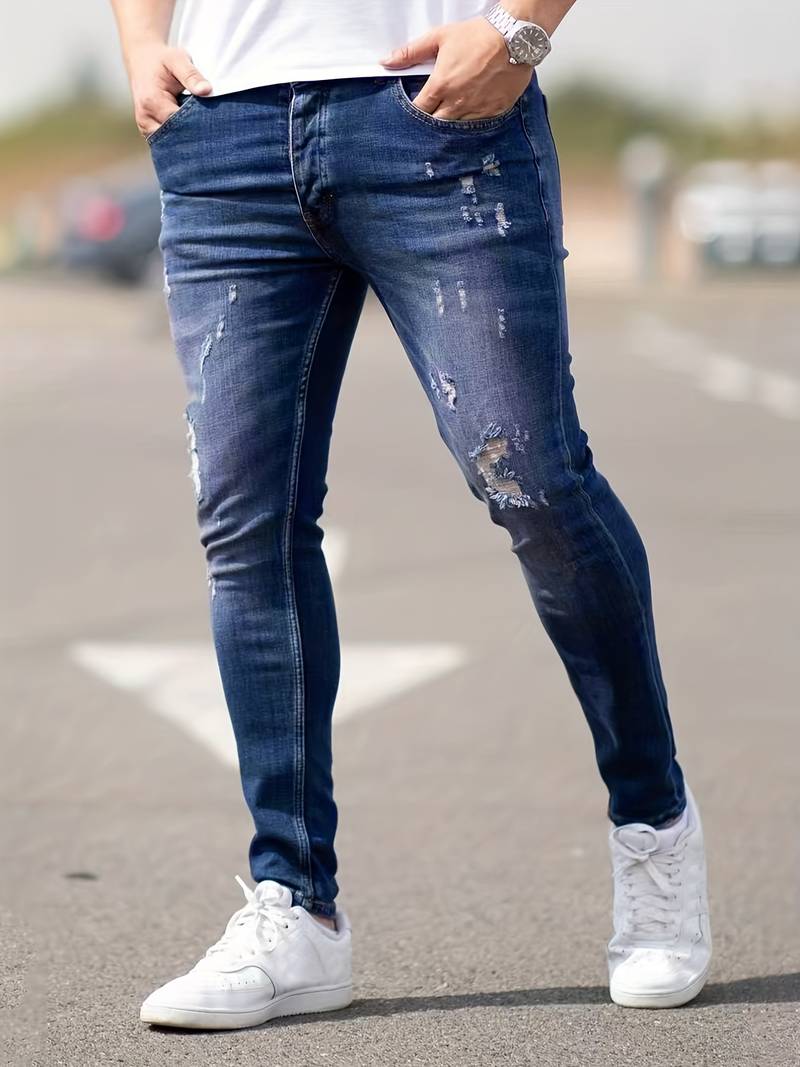 Men's Ripped Stretch Skinny Fit Jeans