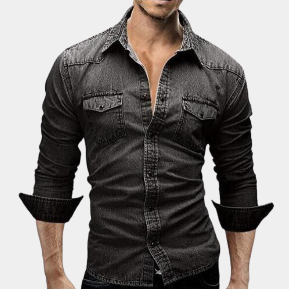 Herren Slimfit Jeanshemd Langarm - IdealeKleiden