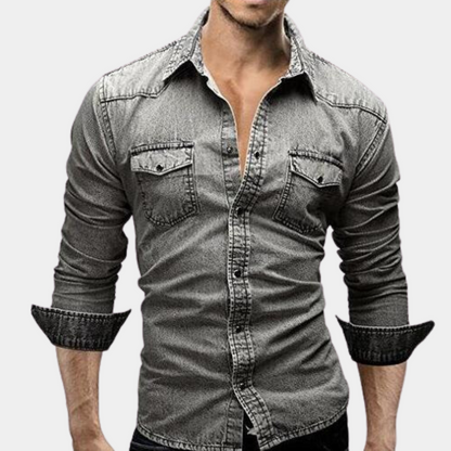 Men's Slim Fit Long-Sleeve Denim Shirt