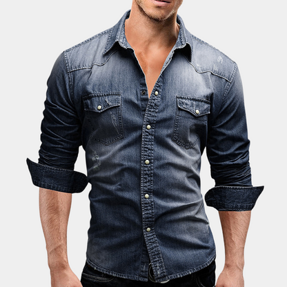 Men's Slim Fit Long-Sleeve Denim Shirt