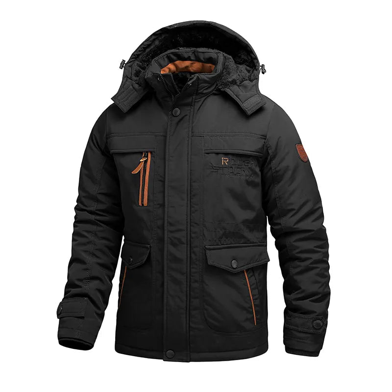 Men's Waterproof Winter Jacket with Detachable Hood