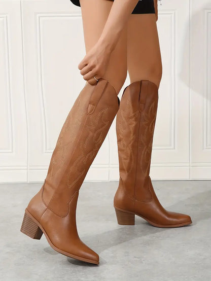 Stylish Cowboy Boots with Embroidery