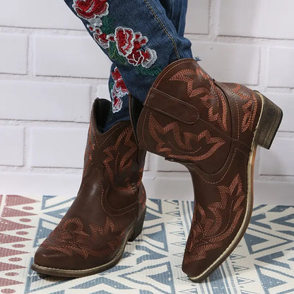 Elegant Women's Western Style Ankle Boots