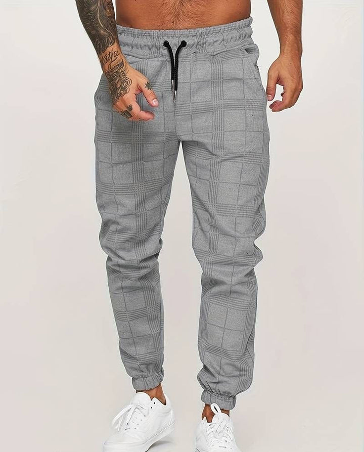 Elastische Herren Jogger Hose Kariert - IdealeKleiden