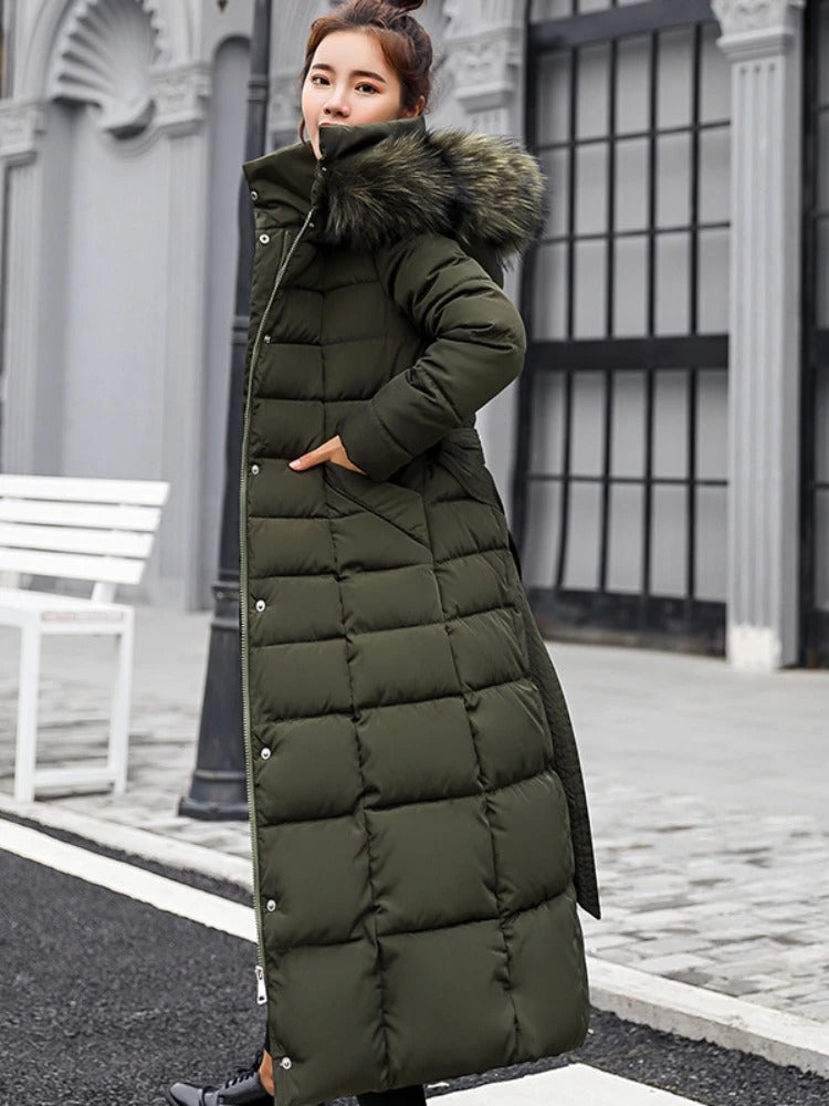 Stylish Women's Long Puffer Winter Coat