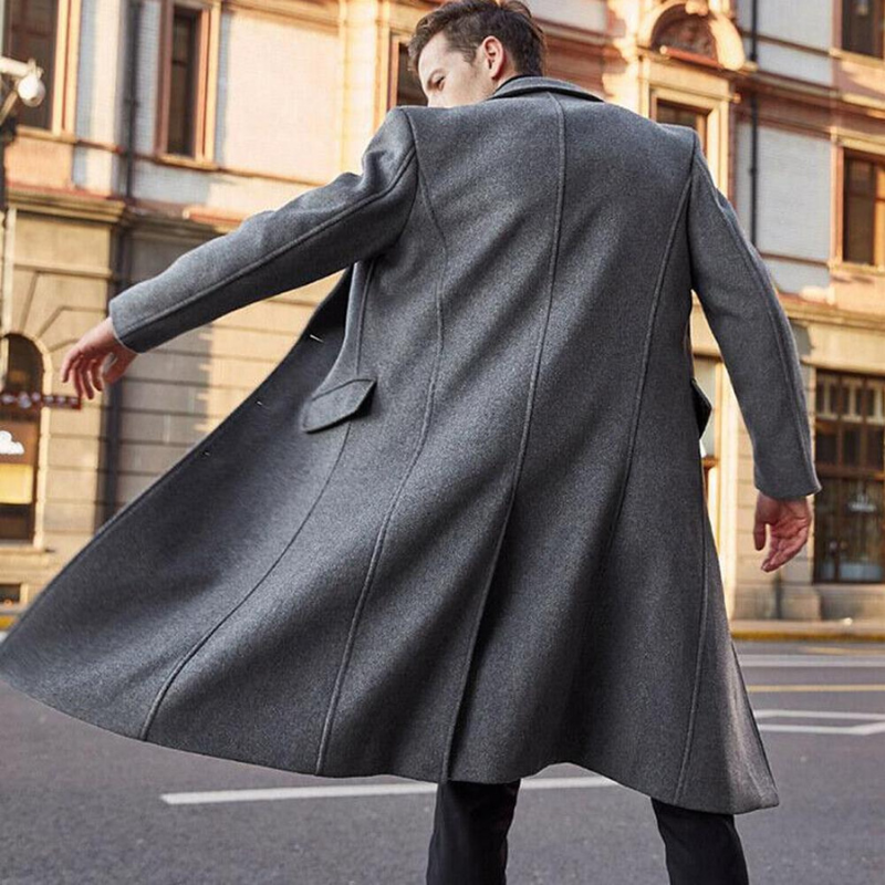 Herren Wollmantel Lang Elegant - IdealeKleiden