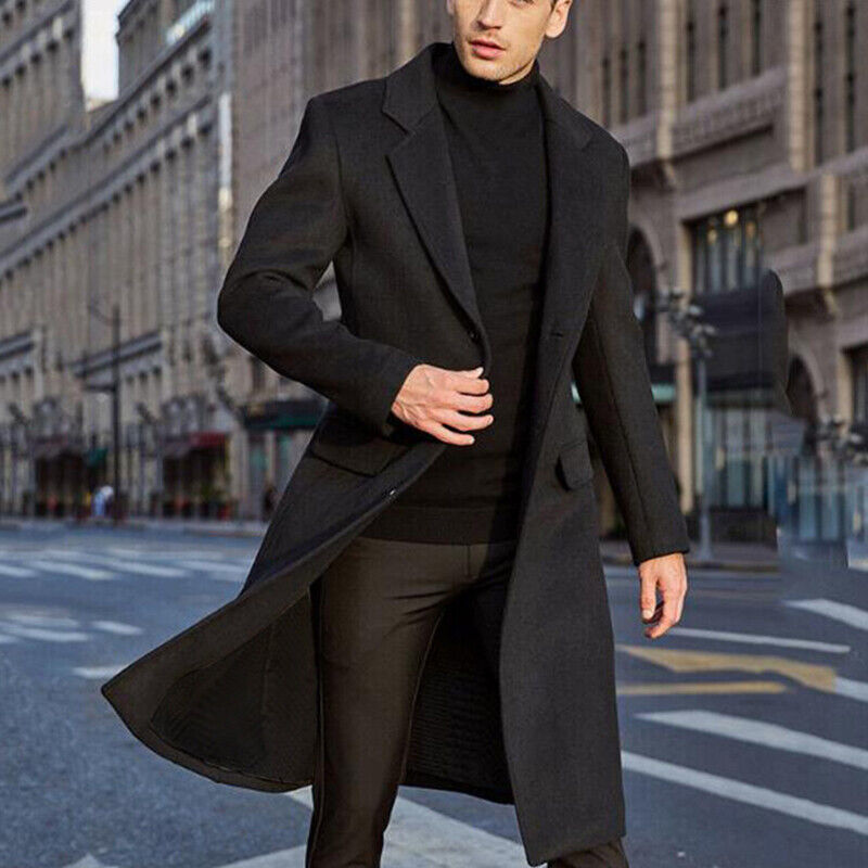 Men's Elegant Long Wool Coat