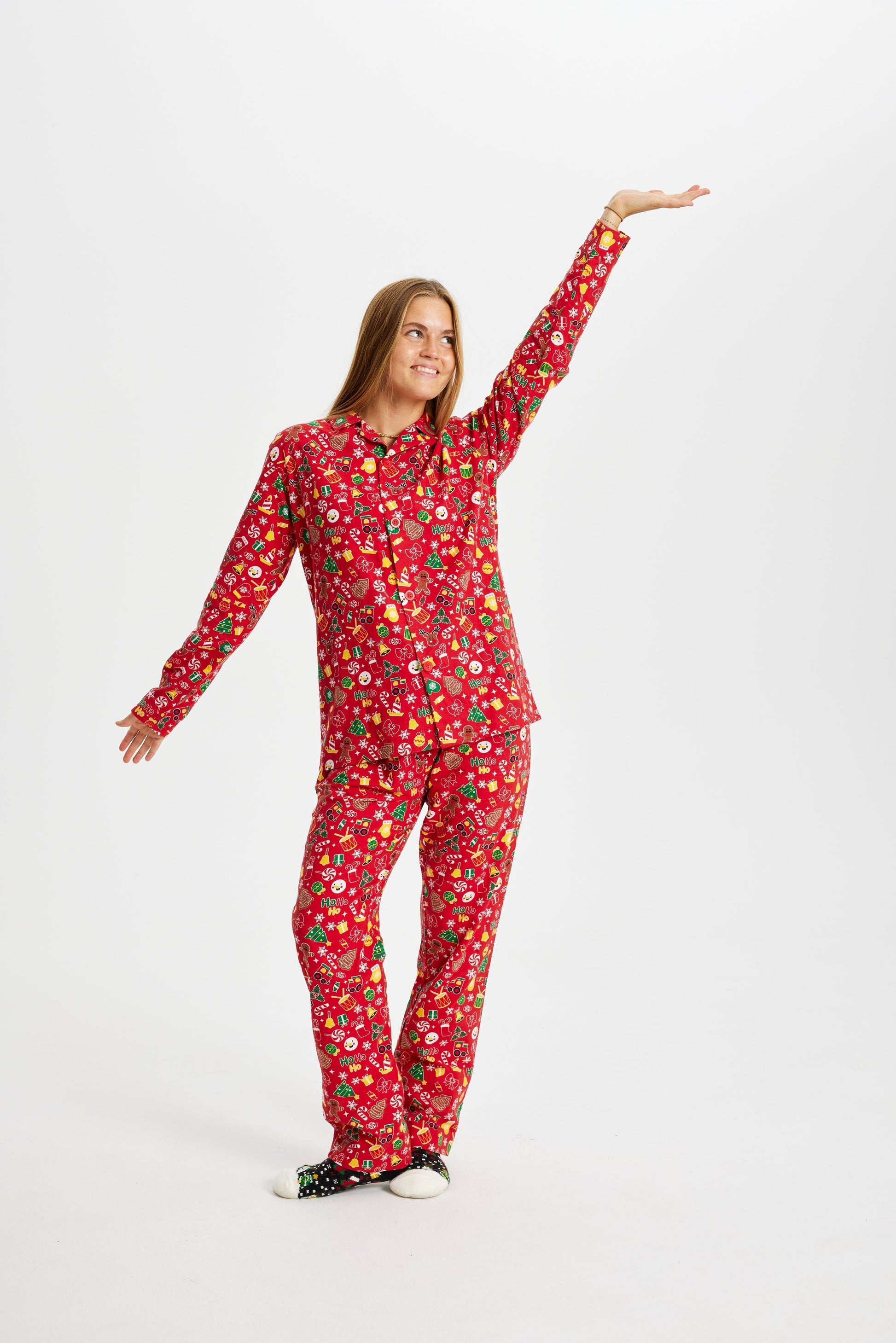 Weihnachts-Pyjama Rot Flanell Damen - IdealeKleiden