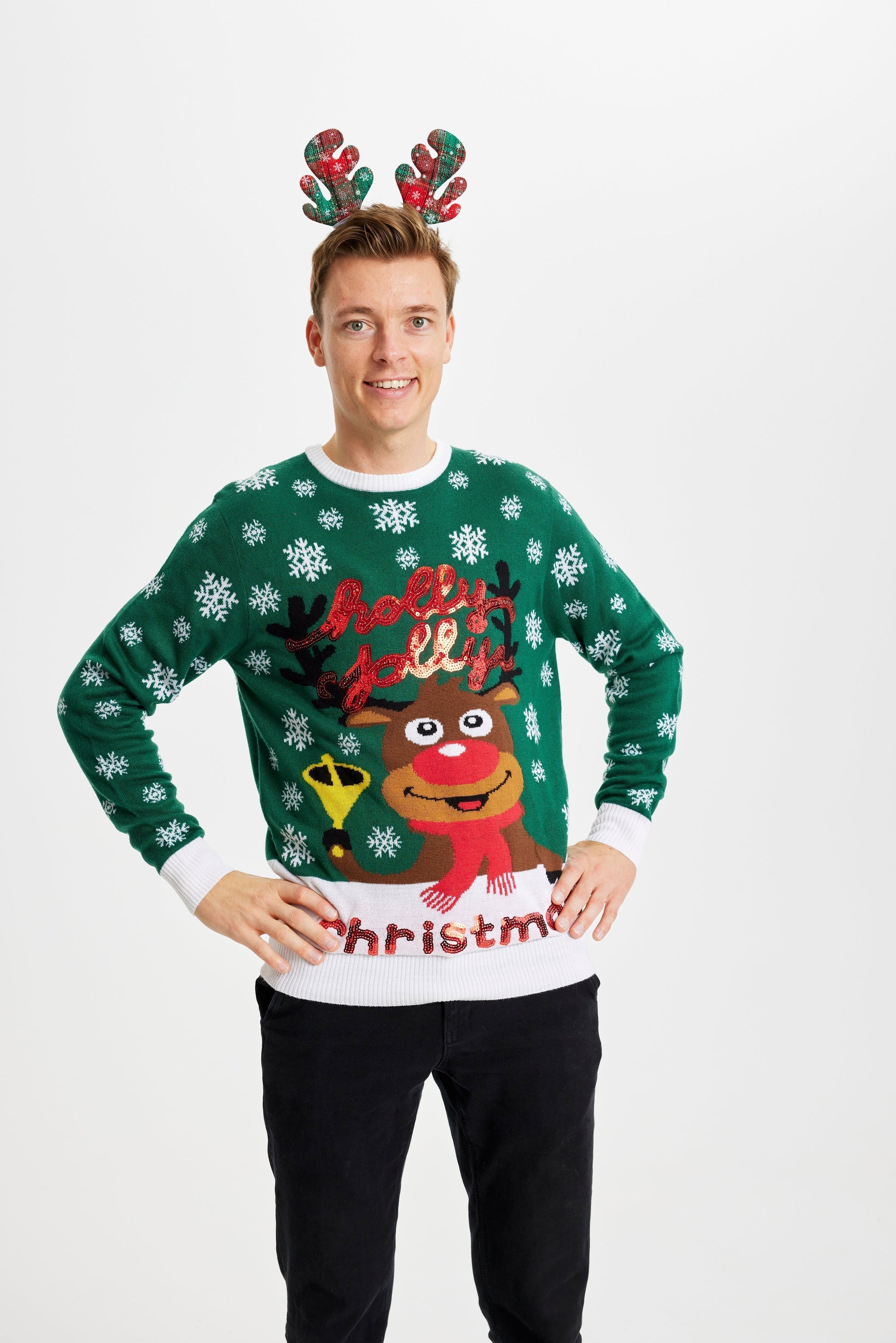 Weihnachts-Pullover Herren Festlich Rot - IdealeKleiden