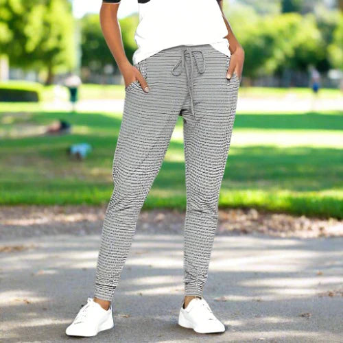 Modische Streifen-Hose aus Baumwolle Damen - IdealeKleiden