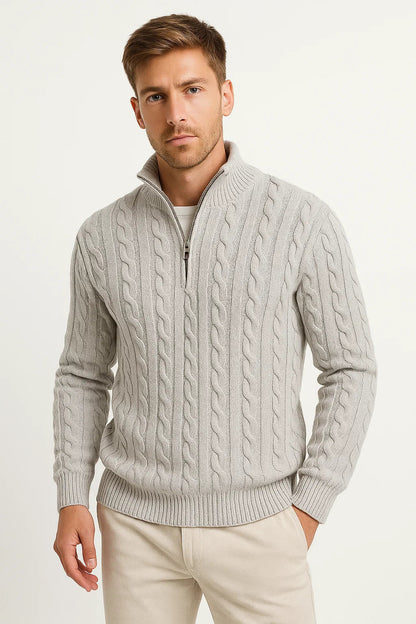 Men's Cable Knit Quarter Zip Sweater
