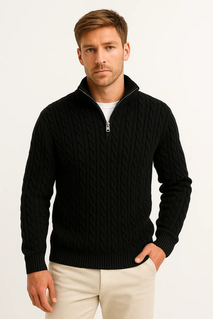 Men's Cable Knit Quarter Zip Sweater