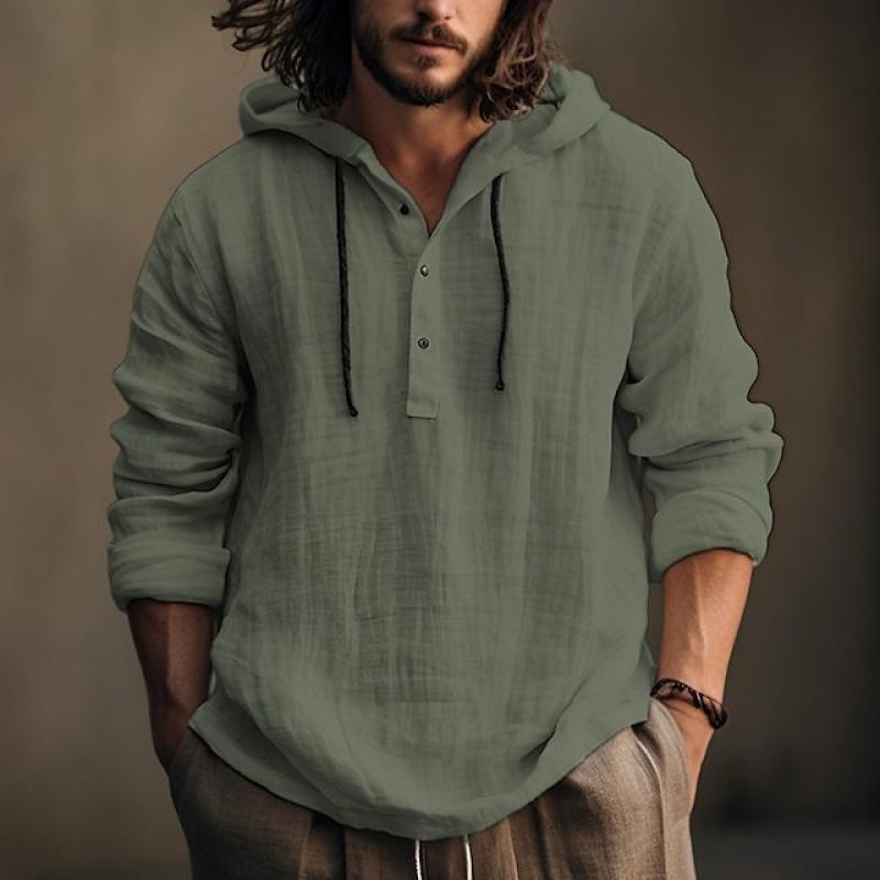 Men's Loose Linen Hoodie