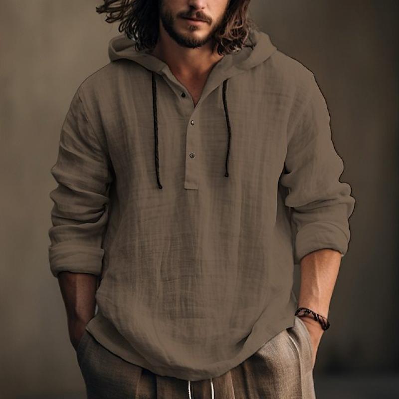 Men's Loose Linen Hoodie