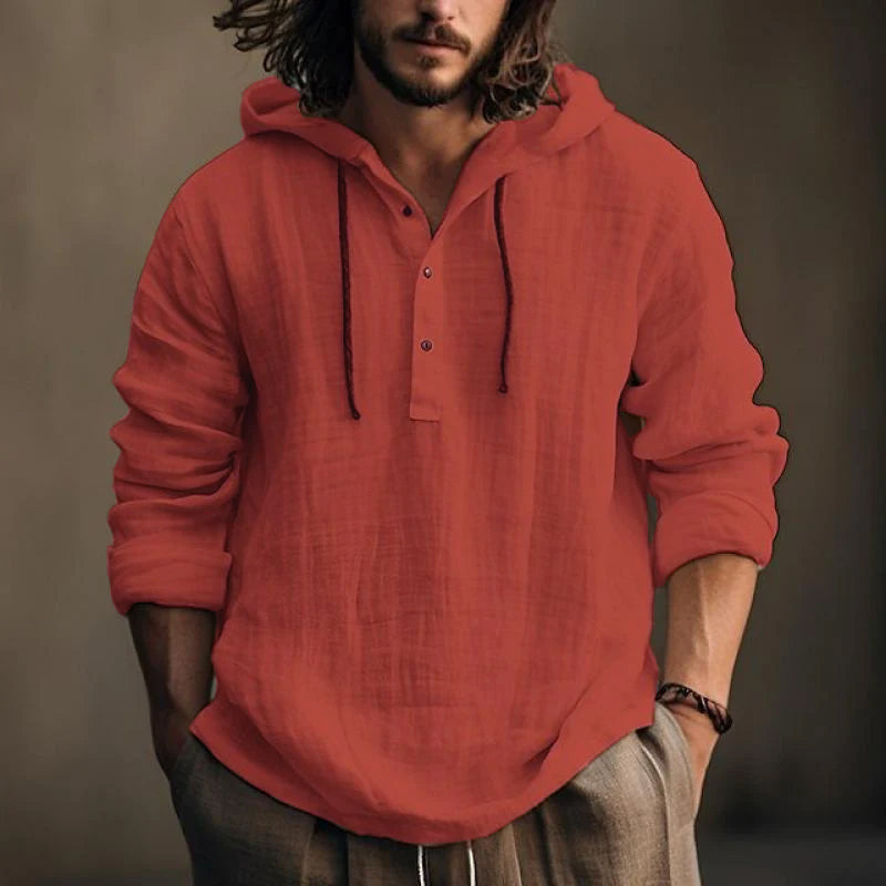 Men's Loose Linen Hoodie