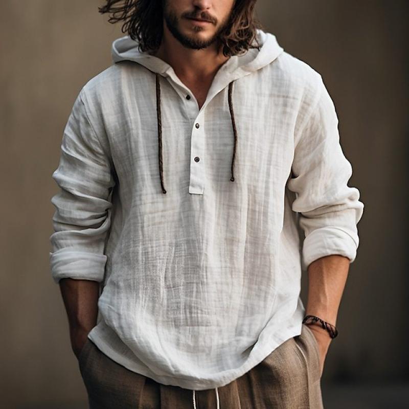 Men's Loose Linen Hoodie