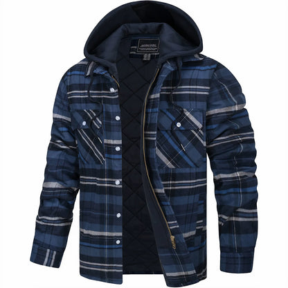 Men's Plaid Quilted Warm Zip-Up Jacket