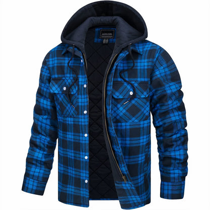 Men's Plaid Quilted Warm Zip-Up Jacket