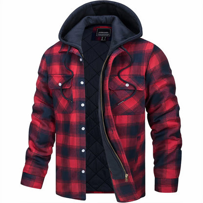Men's Plaid Quilted Warm Zip-Up Jacket