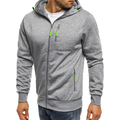 Men's Hooded Jacket Warm Zipper Pockets
