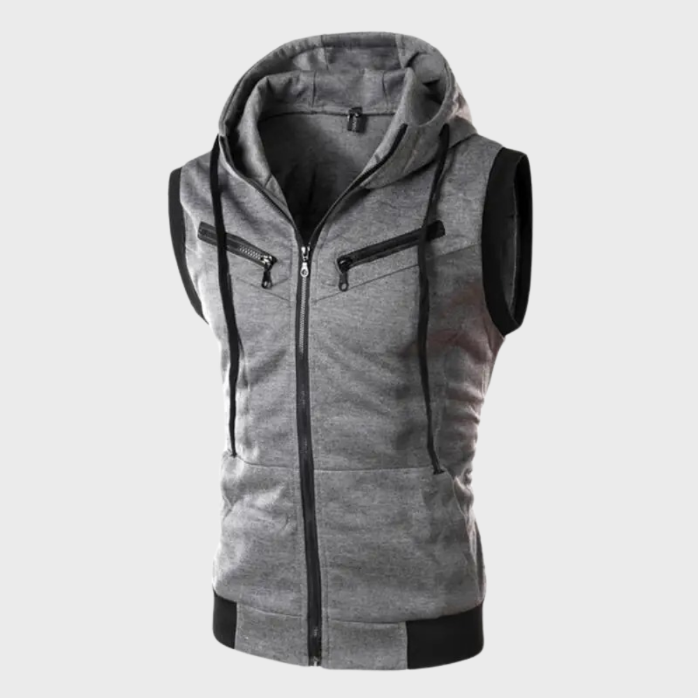 Men's Sleeveless Athletic Zip-Up Hoodie