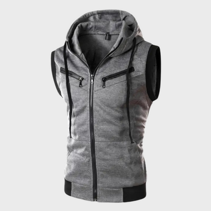 Men's Sleeveless Athletic Zip-Up Hoodie
