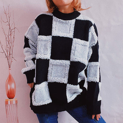 Stylish Patchwork Sweater Casual Look