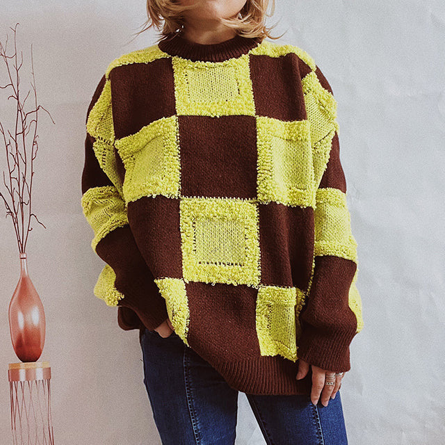 Stylish Patchwork Sweater Casual Look