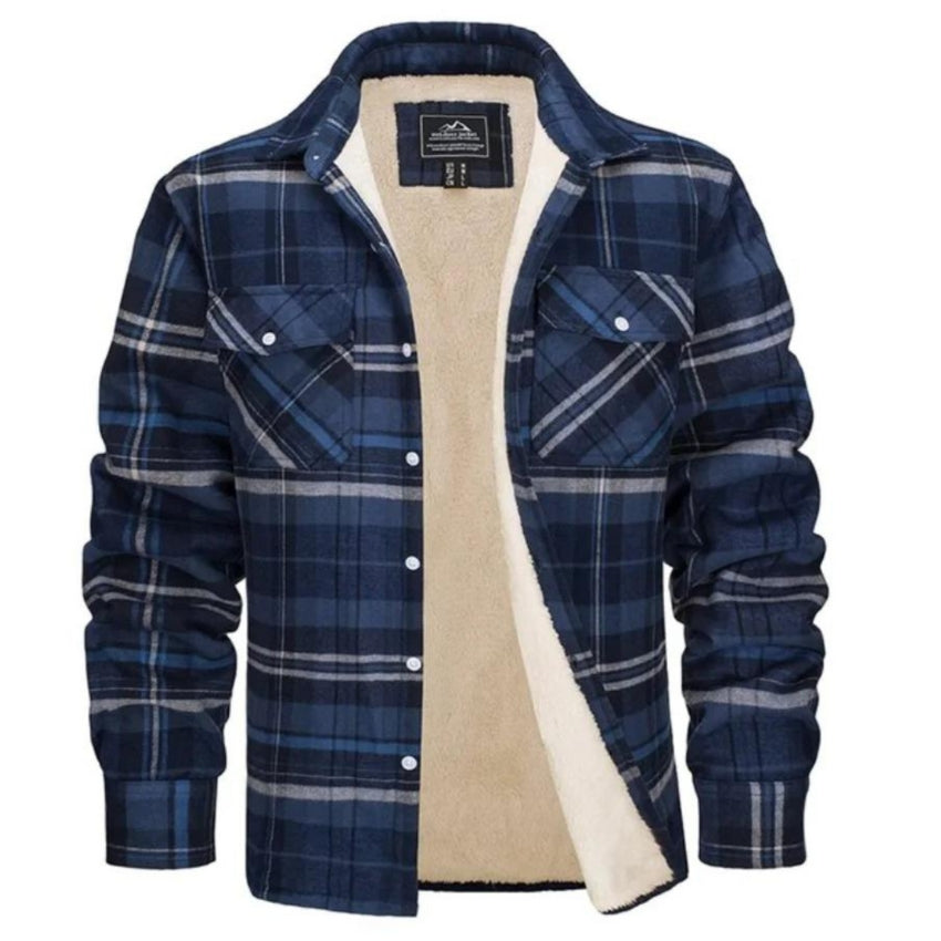 Men's Plaid Overshirt Warm Fleece Winter