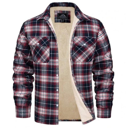 Men's Plaid Overshirt Warm Fleece Winter