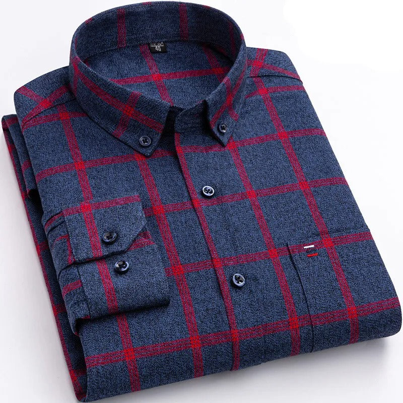 Men's Elegant Plaid Long Sleeve Shirt
