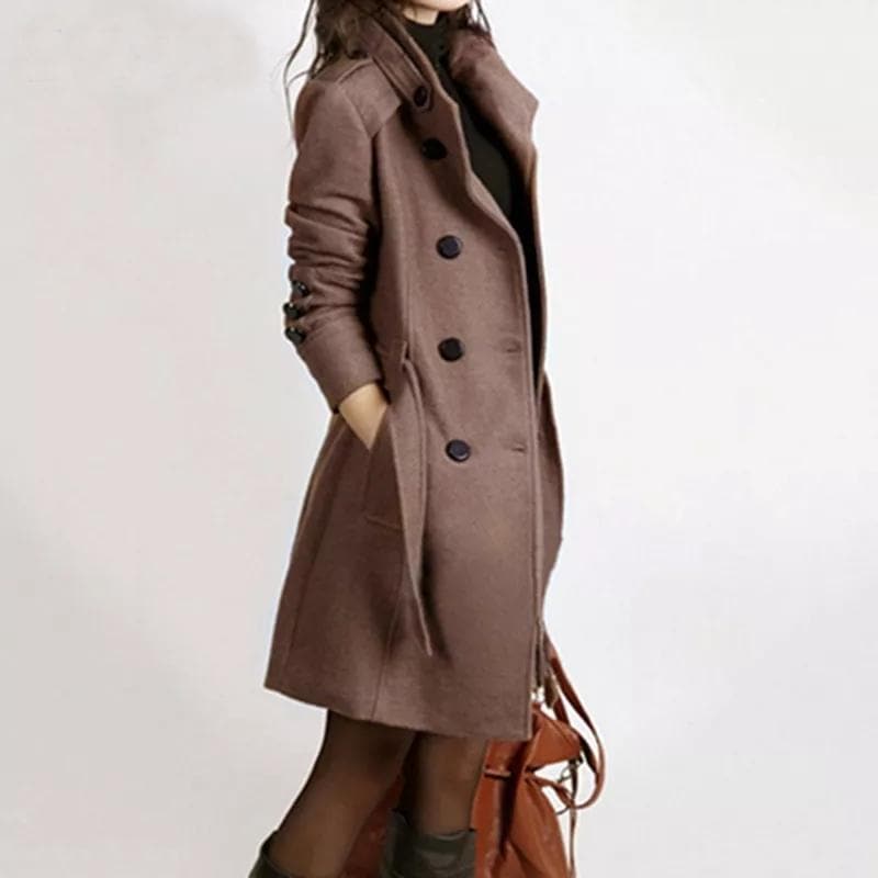 Eleganter Damen Trenchcoat mit Gürtel und Doppelknöpfen - IdealeKleiden