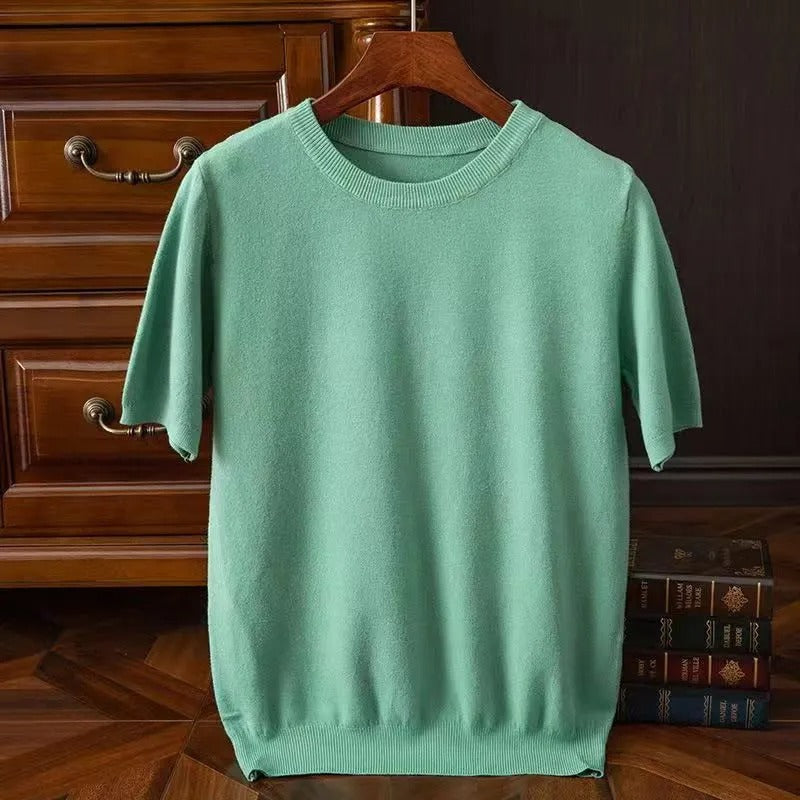 Men's Cashmere Short-Sleeve Knit Top