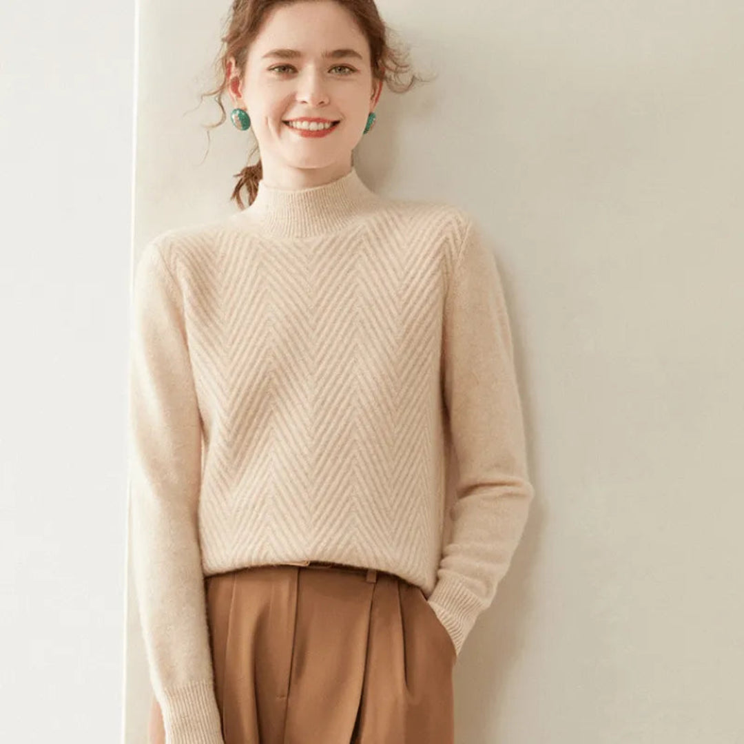 Kleid mit Chevron-Muster und Rundhals - IdealeKleiden