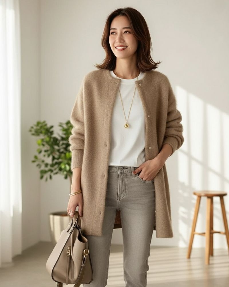 Damen Cardigan Wolle Mohair Weich und Stilvoll - IdealeKleiden