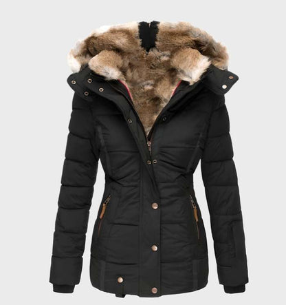 Elegante Damen Winterjacke Slim Fit Kapuze - IdealeKleiden